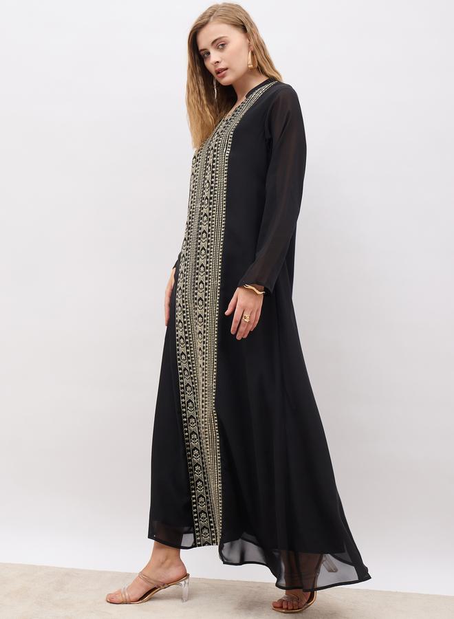 ستايلي جلابية مطرزة بالترتر مع ياقة - Image 3