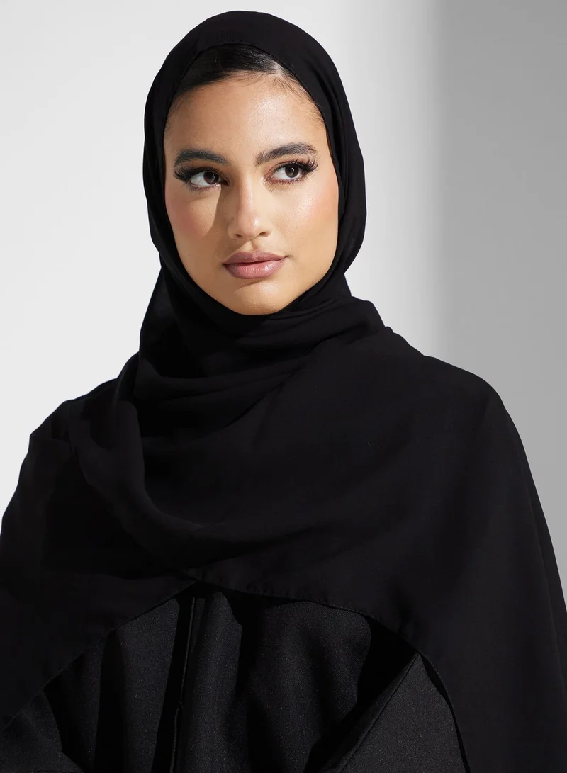 hayas closet Embroidered Lapel Abaya