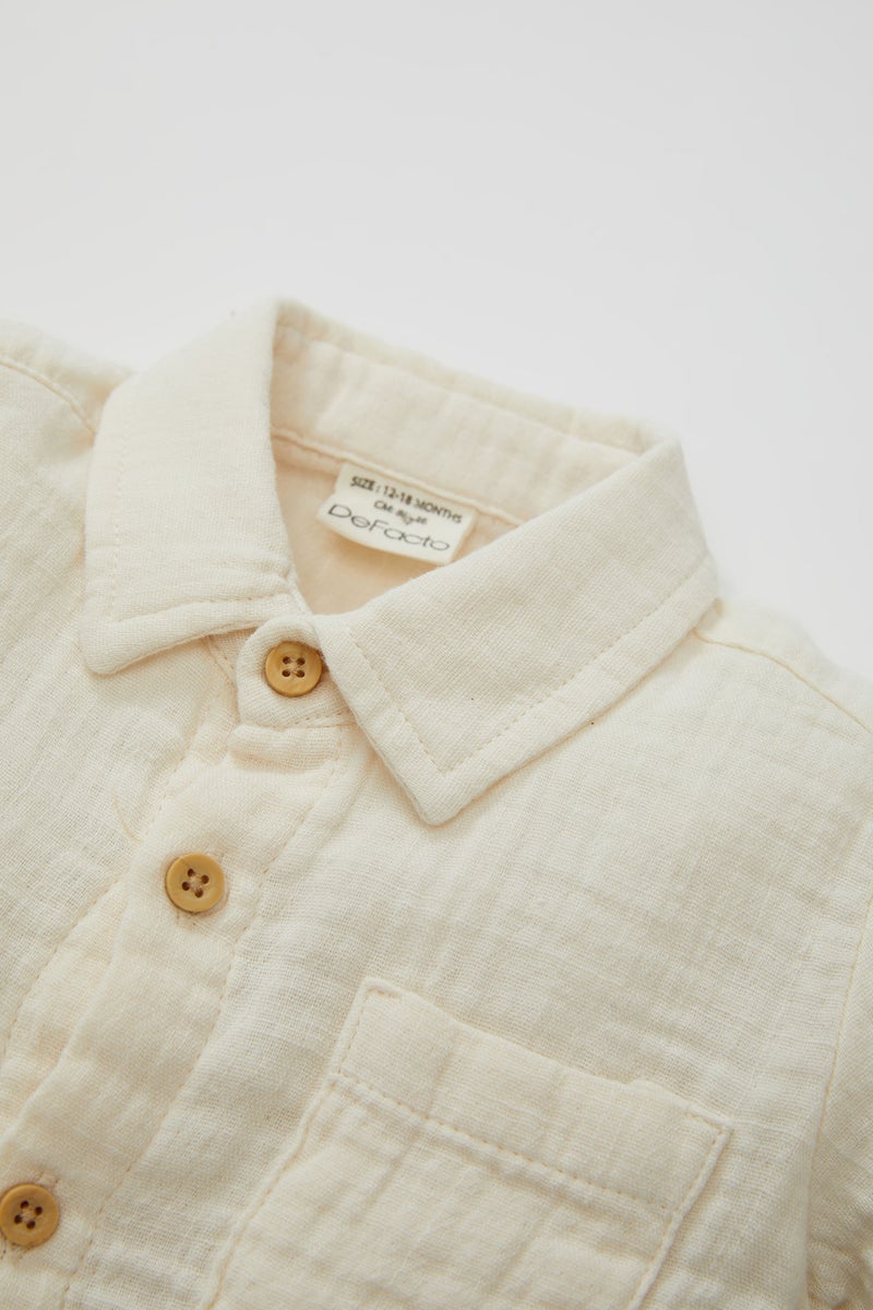 DeFacto Baby Boy Muslin Shirt Trousers 2 Piece Set - Image 3