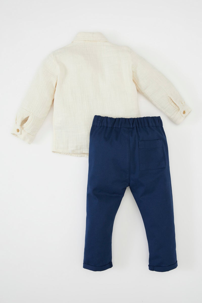 DeFacto Baby Boy Muslin Shirt Trousers 2 Piece Set - Image 5