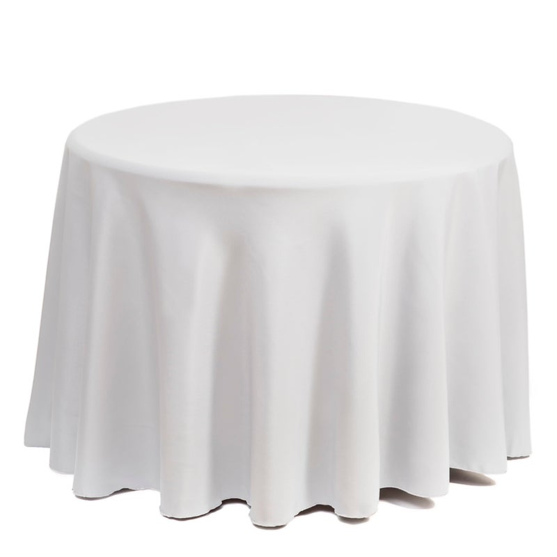 Gee Di Moda Round Tablecloth - 90 Inch White Round Table Cloth for 30 to 60 Inch Round Tables - Heavy Duty Washable Fabric - for Buffet Table  Holiday Party  Dinner  Wedding & Baby Shower - Image 2