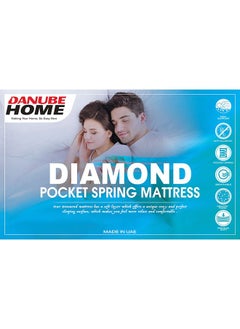 DANUBE HOME Diamond Pocket Spring & Memory Foam Double Mattress Medium Soft Feel Double Bed Mattress Spine Balance For Pressure Relief L200xW120 cm Thickness 27 cm  - Image 5