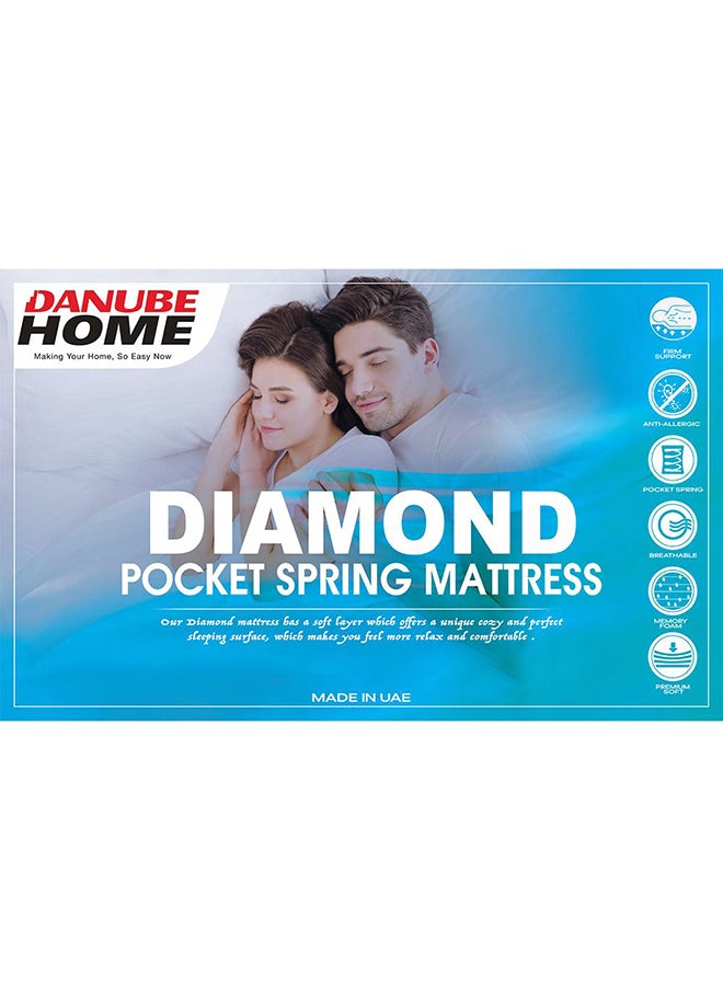 DANUBE HOME Diamond Pocket Spring & Memory Foam Double Mattress Medium Soft Feel Double Bed Mattress Spine Balance For Pressure Relief L200xW120 cm Thickness 27 cm  - Image 5