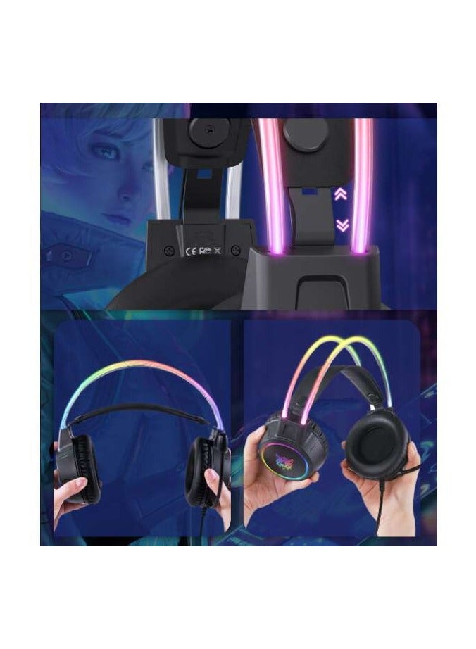 أونيكوما سماعات الألعاب Onikuma X15 PRO RGB مع ميكروفون وإضاءة LED - Image 3