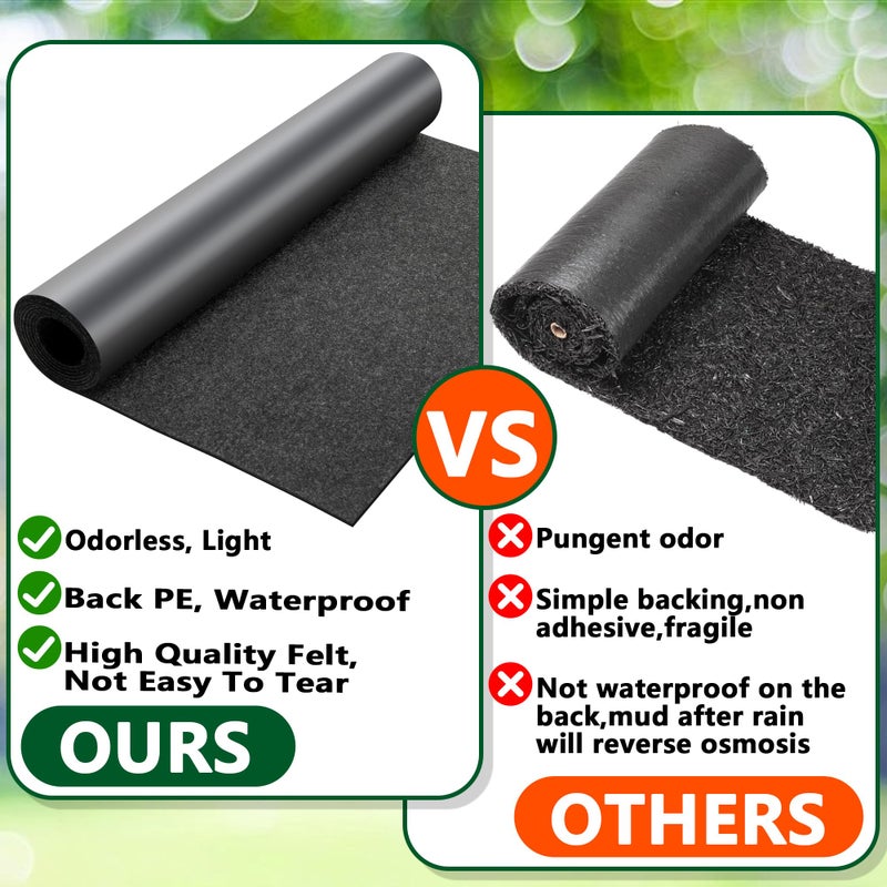 DECOHS 10 x 2 Ft Recycled Felt Mulch Mat Roll for Landscaping, Permanent Fabric Mulch Walkway Pathway Mat, Reusable Garden Pathway Mulch Barrier with 10 Stakes for Plants, Vegetable and Flower Outdoor - Image 5