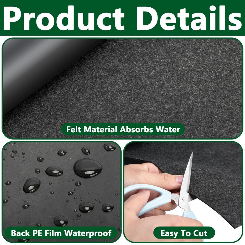 DECOHS 10 x 2 Ft Recycled Felt Mulch Mat Roll for Landscaping, Permanent Fabric Mulch Walkway Pathway Mat, Reusable Garden Pathway Mulch Barrier with 10 Stakes for Plants, Vegetable and Flower Outdoor - Image 3