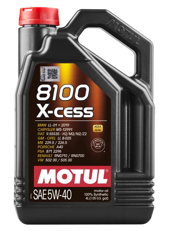 MOTUL 8100 X-CESS 5W-40 100% Synthetic Motor Oil, 4L