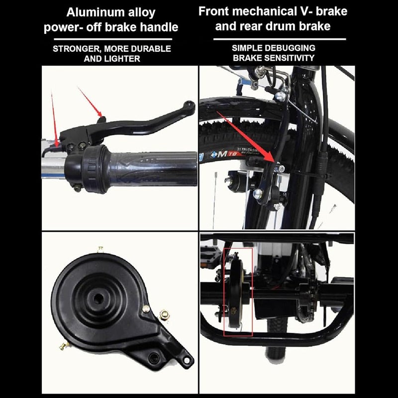 UPIKIT 3 Wheel Adults Electric Bike (150Kg Load) + Lithium Battery (36V/12Ah) + Shopping Basket, Electric/Power-Assisted/Pedal, Adjustable Height (29.5''-33.4'') - Image 5