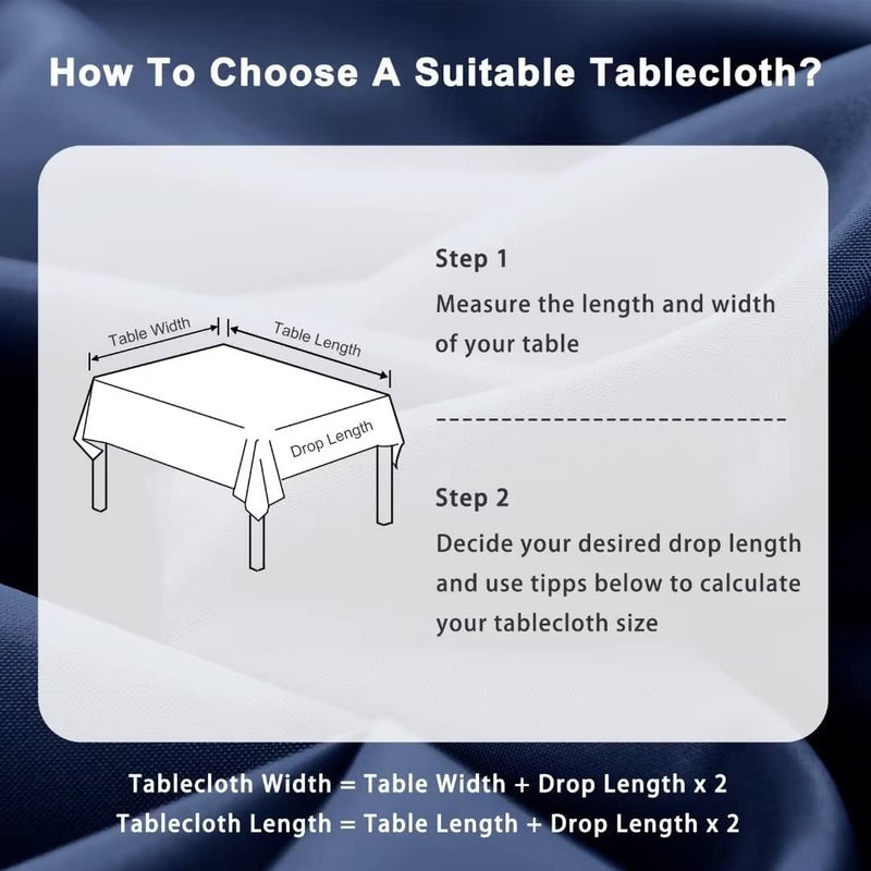 DWCN Dark Blue Tablecloth Stain Protection Washable Table Linen Waterproof Table Cloth for Dining Room, Garden, Party, Weddings or Household, 135 x 180 cm - Image 3