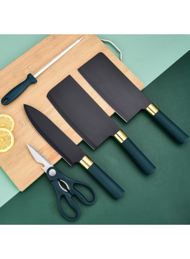 WAOKN Kitchen Knife Set, 7-Piece Kitchen Sharp Knife Set, Non-stick Anti-Slip Stainless Steel Chef Knife Set with Universal Knife Holder for Home Use,Ideal Cookware for Home Chefs - Image 2