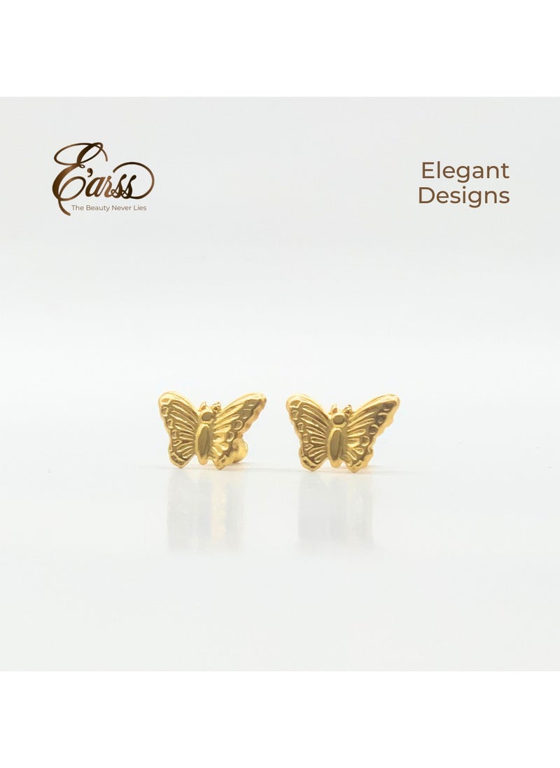 Butterfly Gold Earrings | Stainless Steel | Gold Plated