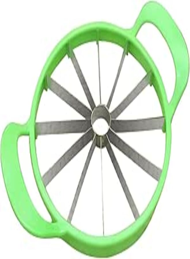 AEX Watermelon Slicer Melon Slicer Cutter Watermelon Cutter Stainless Steel Fruits Cutting Kitchen Tools Divider Corer 12-Blades Cutter 25.5cm (Green)