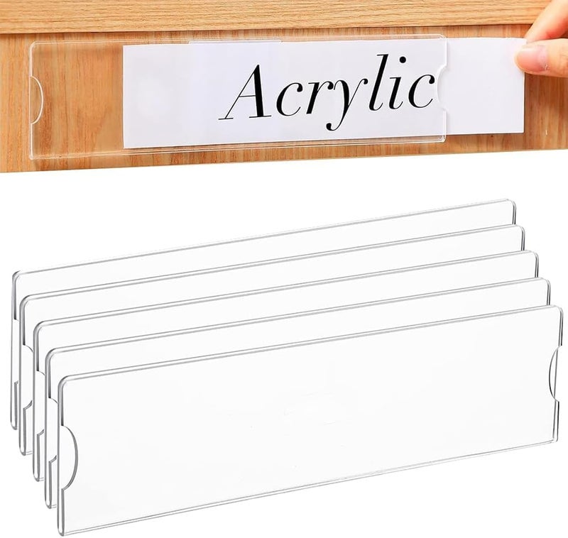 FASHION MANIA 5 Sets Acrylic Wall Name Plate Holder,Clear Plastic Sign Label Frame with Adhesive Tape. - Image 1