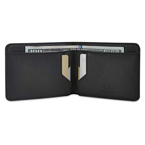 Vaultskin MANHATTAN Slim RFID Blocking Bifold Leather Wallet for Men - Minimalist Front Pocket Card Holder, Holds 9 Cards & Cash, Premium Italian Leather (Carbon Black) - Image 4