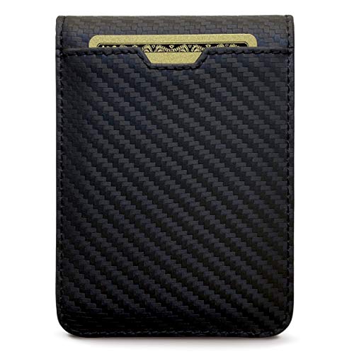 Vaultskin MANHATTAN Slim RFID Blocking Bifold Leather Wallet for Men - Minimalist Front Pocket Card Holder, Holds 9 Cards & Cash, Premium Italian Leather (Carbon Black) - Image 3