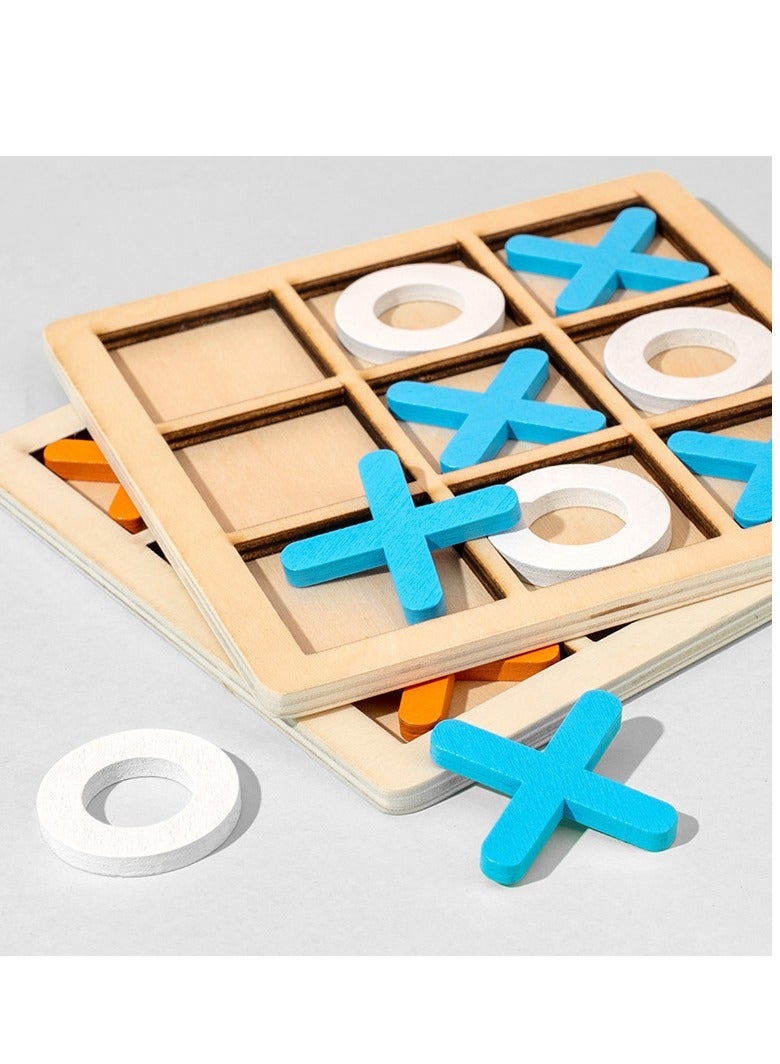 Wooden Blue XO Tic-Tac-Toe Game for Kids, Educational Nine-Grid Puzzle Block, Fun Competitive Toy. - Image 3