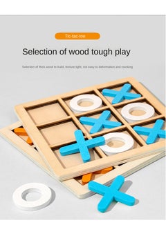 Generic Wooden Blue XO Tic-Tac-Toe Game for Kids, Educational Nine-Grid Puzzle Block, Fun Competitive Toy.  - Image 4