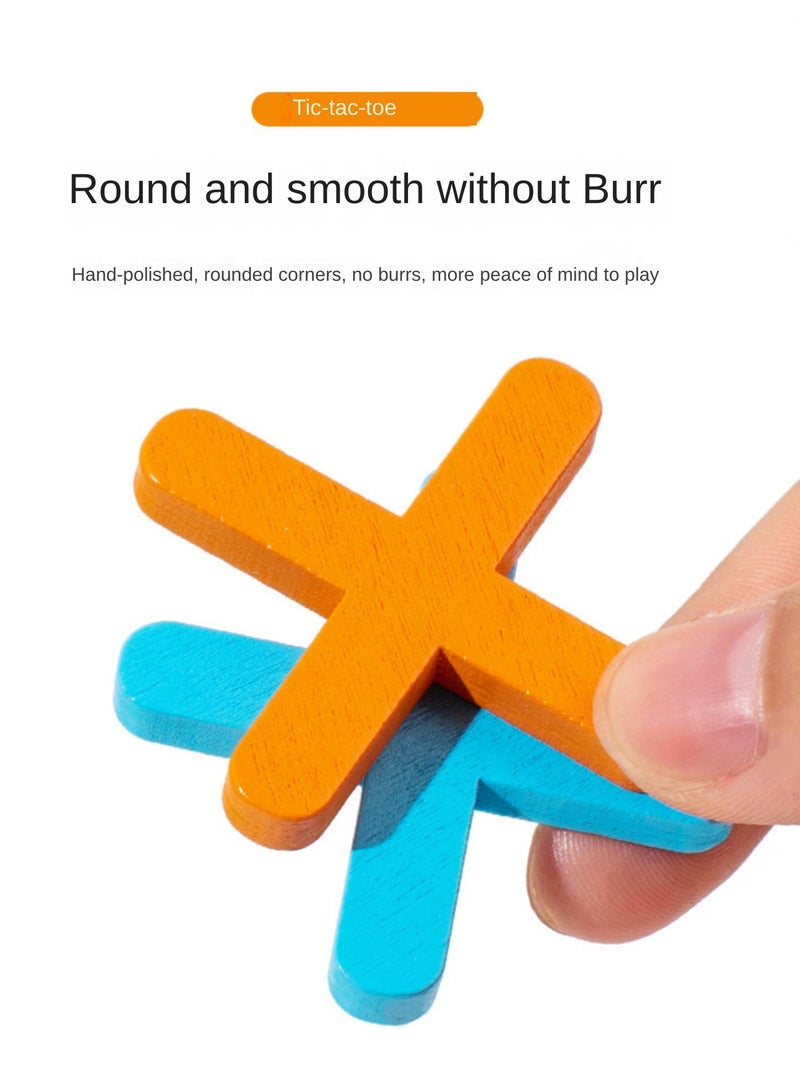 Wooden Blue XO Tic-Tac-Toe Game for Kids, Educational Nine-Grid Puzzle Block, Fun Competitive Toy. - Image 5