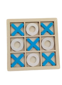 Generic Wooden Blue XO Tic-Tac-Toe Game for Kids, Educational Nine-Grid Puzzle Block, Fun Competitive Toy.  - Image 2