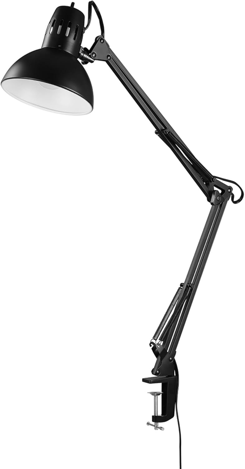 Globe Electric 12641 Architect 32" Swing-Arm Clamp-On Lamp, Black Architect, Finish, LED Bulb Included - Image 1
