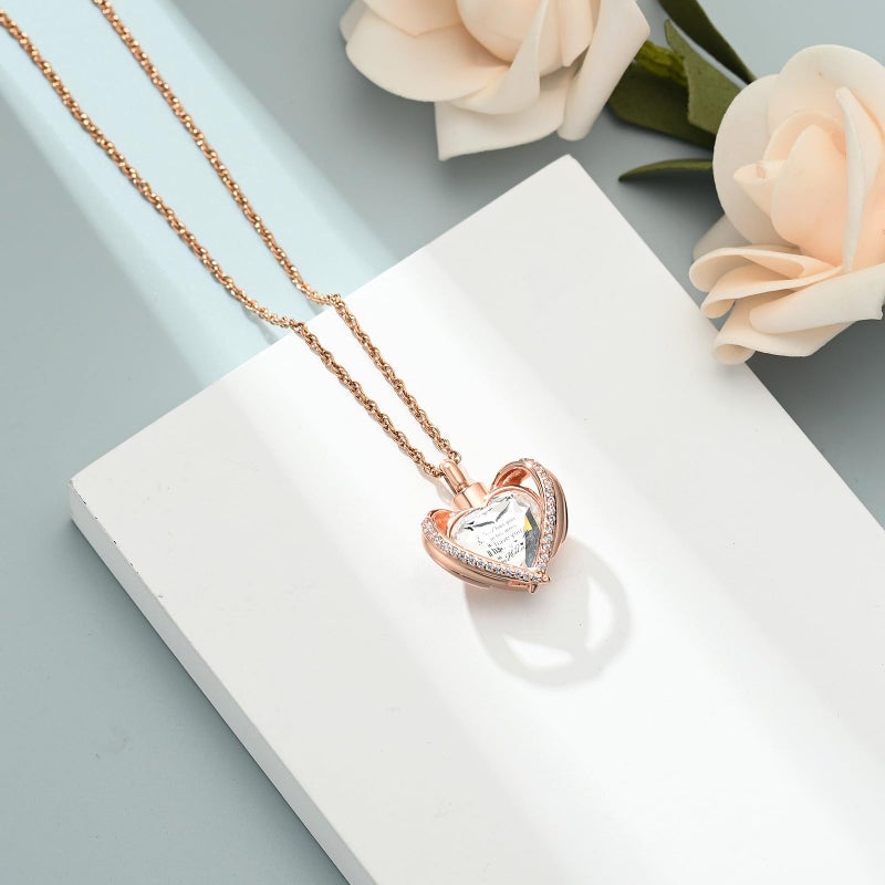 shajwo Wing Heart Urn Necklaces for Ashes for Women Men Cremation Jewelry Keepsake Pendant Memorial Locket Ash Holder,Rose Gold-White - Image 4