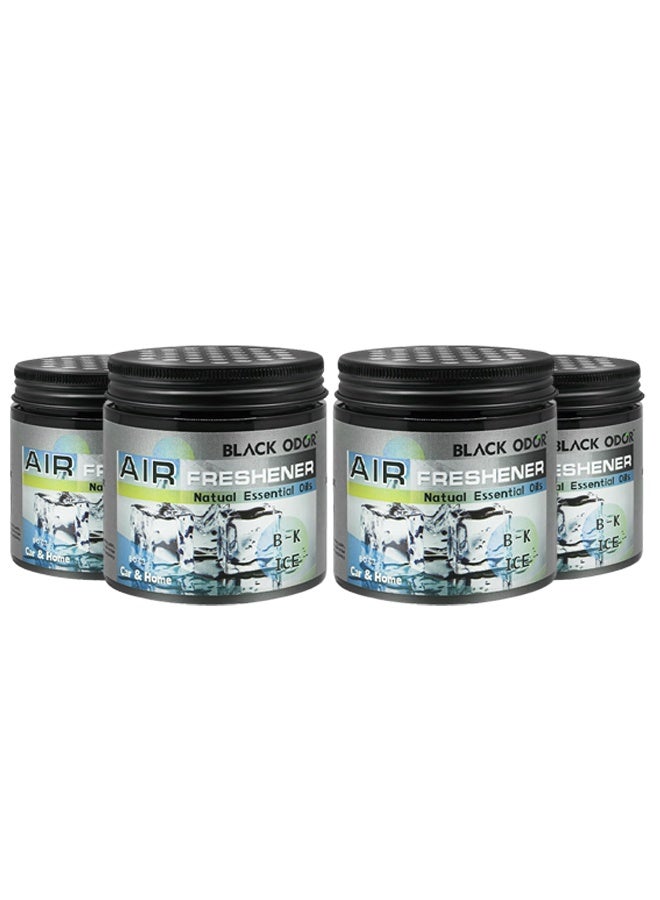 رائحة سوداء عبوة من 4 قطع جل معطر للجو (رائحة "آيس" B-K Ice BO-03) بوزن 180 جم، يحتوي على زيوت عطرية طبيعية، مناسب للسيارات والمنازل. - Image 1