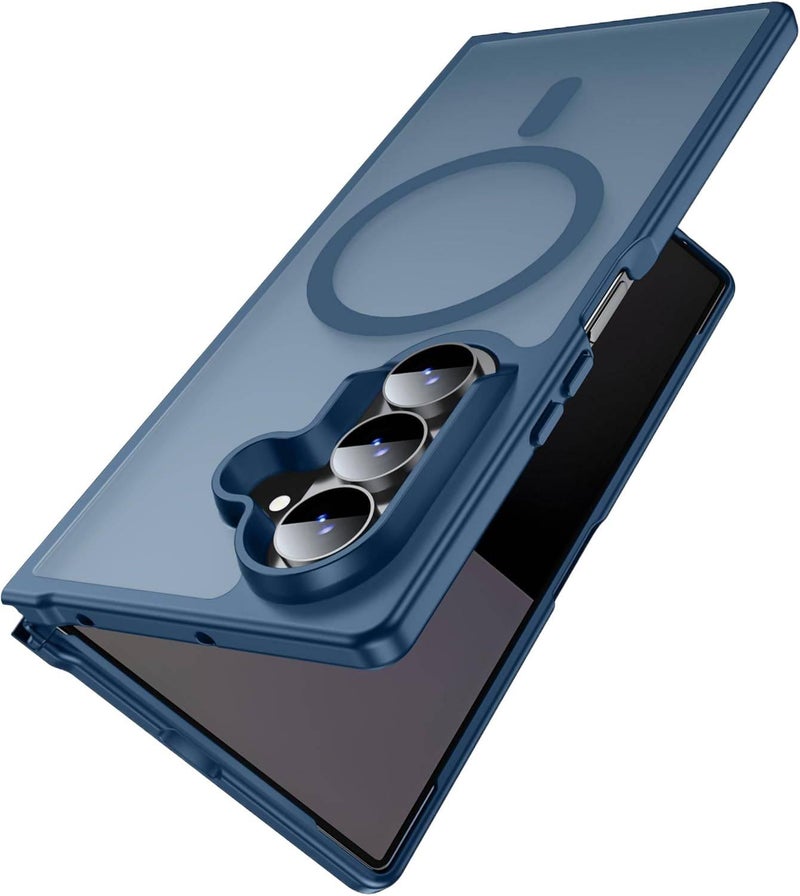 غطاء MagSafe | أزرق | PC | ملمس جلدي غير لامع | مغناطيس قوي | مقاوم للصدمات لـ Samsung Galaxy Z Fold 7 - Image 1