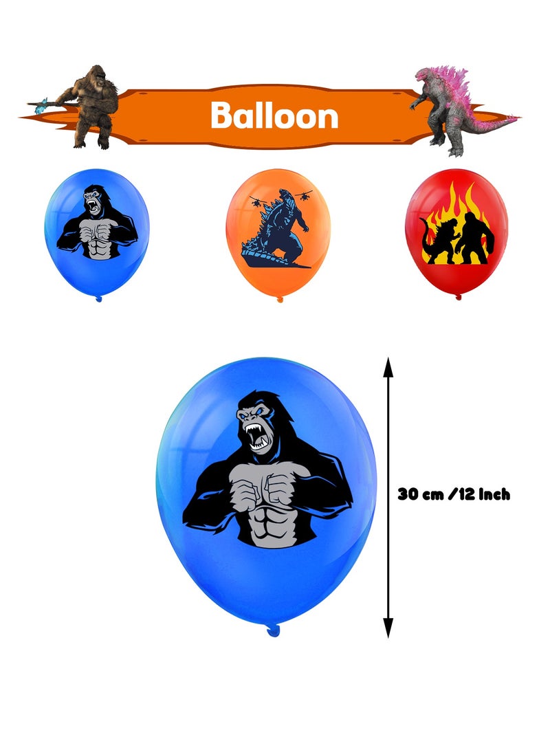 عام تزيين حفلة غودزيلا، لوازم عيد ميلاد غودزيلا، لوازم حفلة غودزيلا تشمل شعار، شرائح كعك، بالون كملكة لتزيين حفلة موضوع غودزيلا. - Image 4