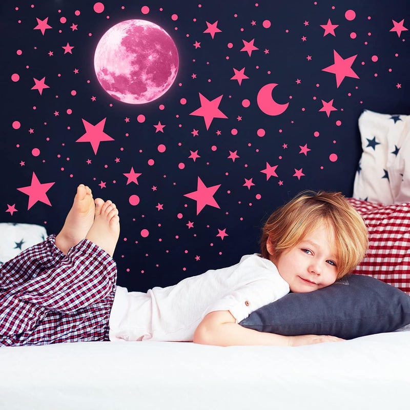 klarako 1630 Pieces Glow in The Dark Stars for Ceiling Glow in The Dark Stars and Moon Wall Decals Luminous Stickers for Bedroom Boys Girls Nursery Living Room (Fluorescent Pink) - Image 5
