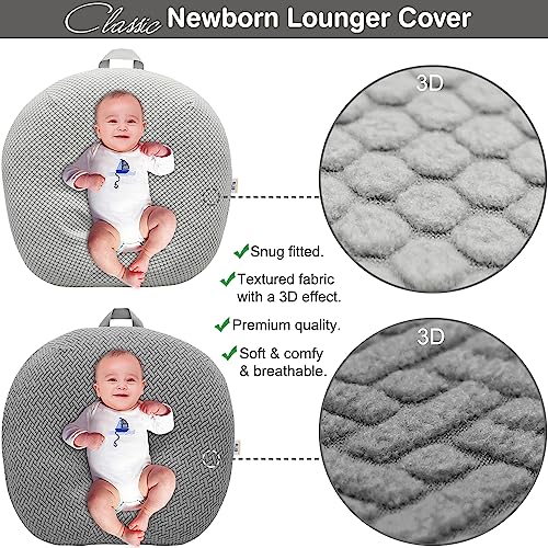 BlueSnail Strechy Newborn Lounger Cover, Removable and Ultra Soft Sung Fitted Baby Lounger Slipcover by BlueSnail (2 Pack, Gray+Light Gray) - Image 2