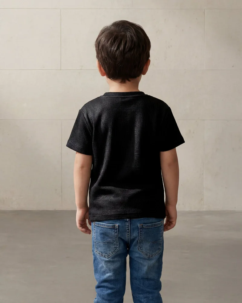 Redtag Boys Black Seearsucker T-Shirt
