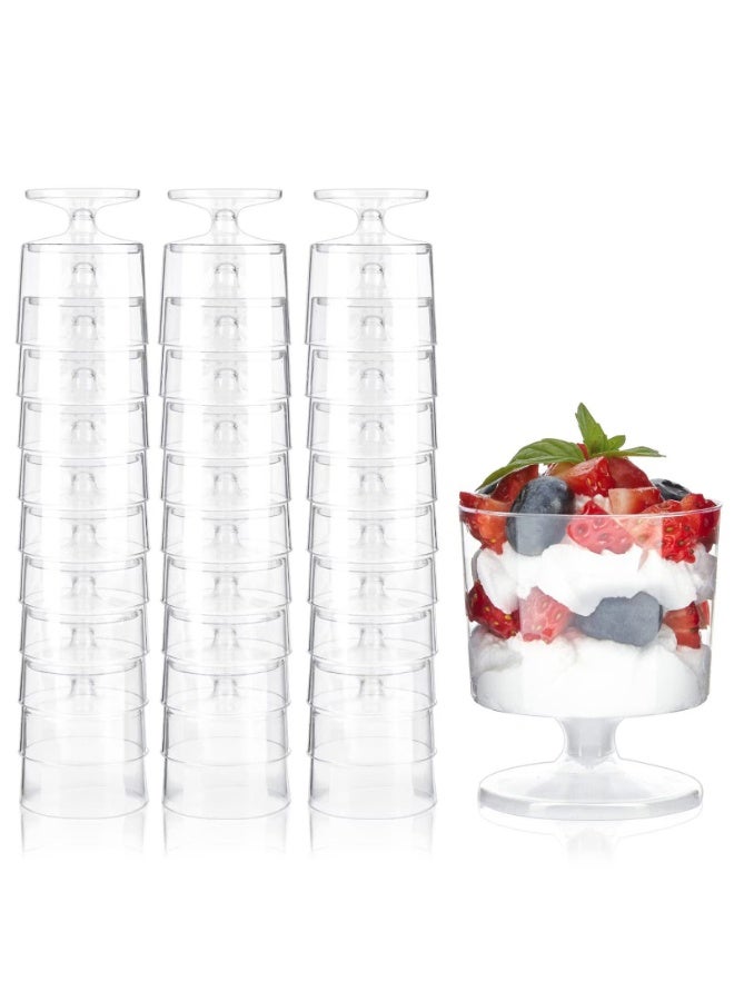 Genetic Reusable Clear Plastic Dessert Cups with Spoons, 50 Pack (25 Square Cups + 25 Round Goblet Cups + 50 Matching Spoons), 5oz Mini Serving Cups for Mousse, Jelly, Pudding, Party & Daily Home Use - Image 4