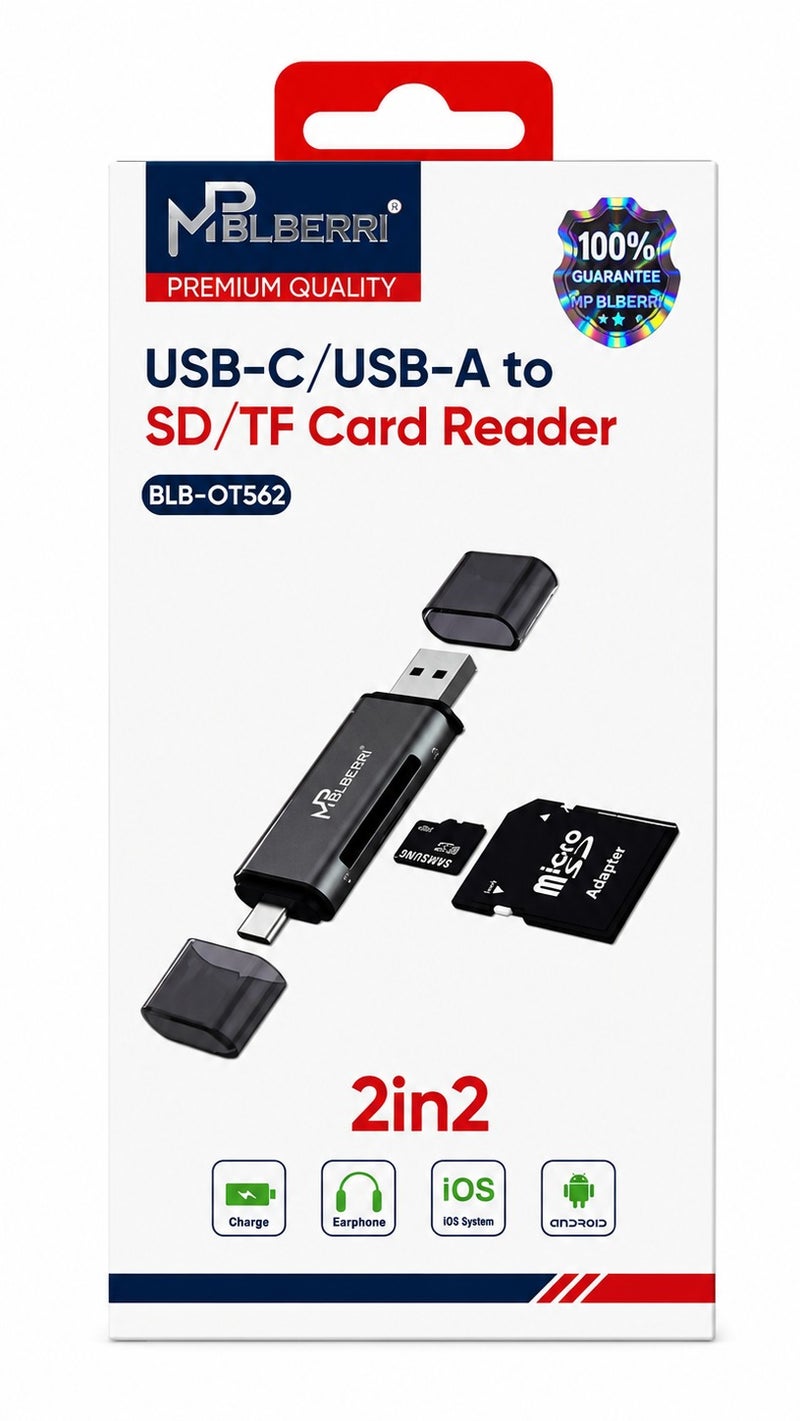 MPBLBERRI USB-C & USB-A to SD / TF Card Reader 2-in-1 OTG Adapter – High Speed Memory Card Reader for Android Phones, Tablets, Laptops & PC - Image 2