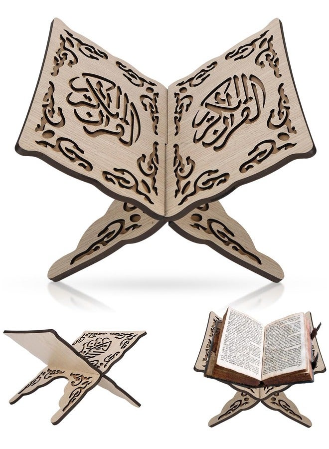 Arabest Book Holder, Book Stand with Wood Carving Pattern, Bookcase for Home, Office (Beige) - Image 1