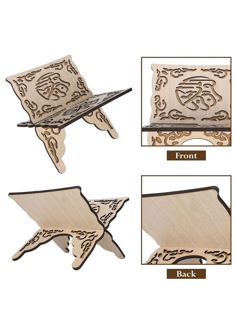 Arabest Book Holder, Book Stand with Wood Carving Pattern, Bookcase for Home, Office (Beige) - Image 3