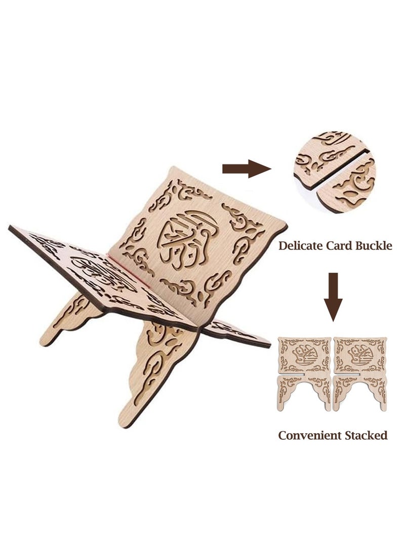 Arabest Book Holder, Book Stand with Wood Carving Pattern, Bookcase for Home, Office (Beige) - Image 4