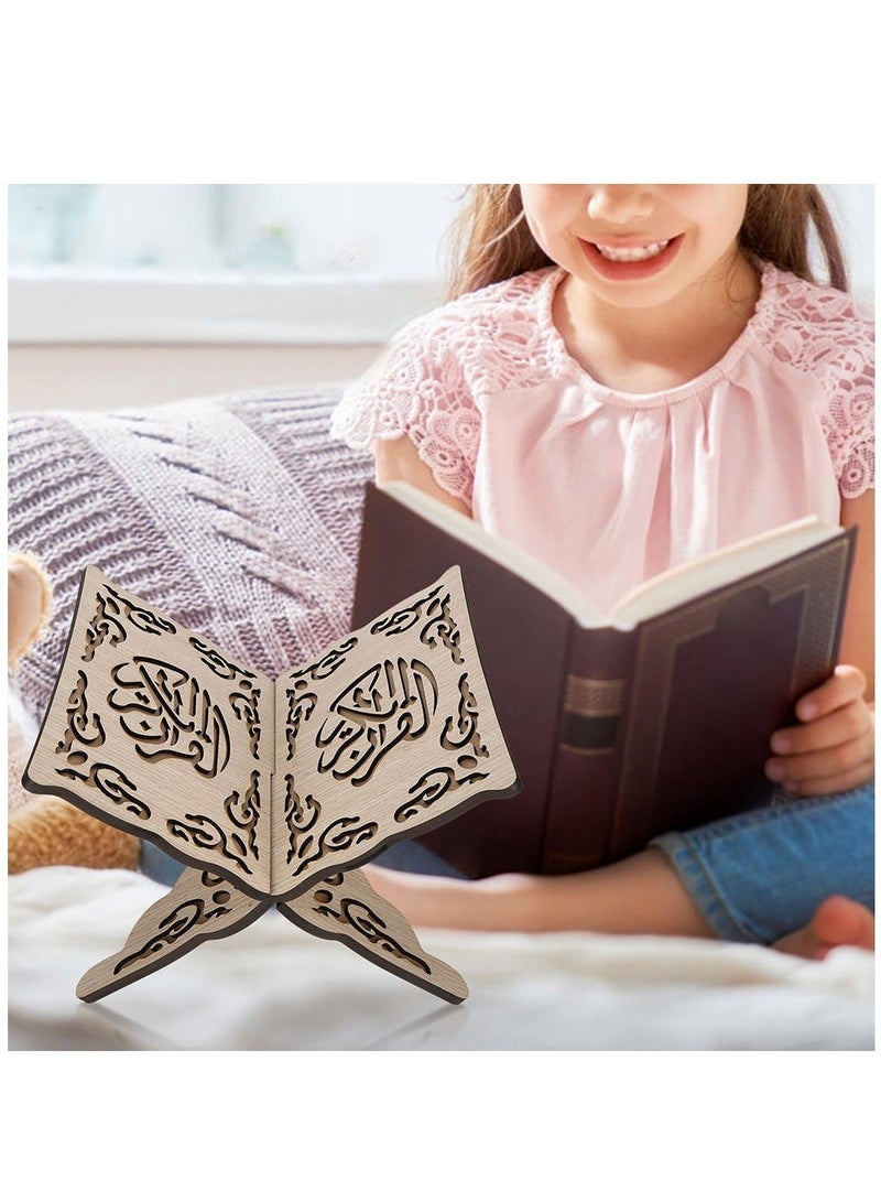 عربست حامل كتب، حامل كتب بنمط نحت الخشب، خزانة كتب للمنزل والمكتب (بيج) - Image 2