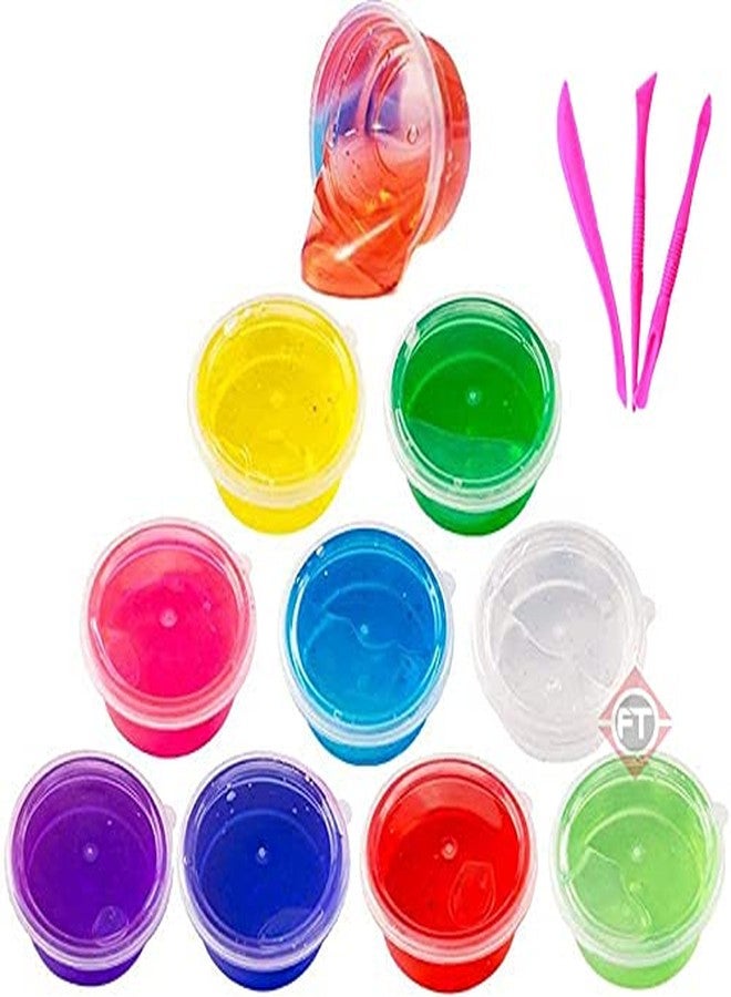 Firstly Traders Set of 24 Flexible Crystal Slime Magic Mud Soft Transparent Jelly Clay Putty Toys for Kids Boys Girls with Straws, Clay Modelling Tools Non Toxic - Multi Color - Image 1