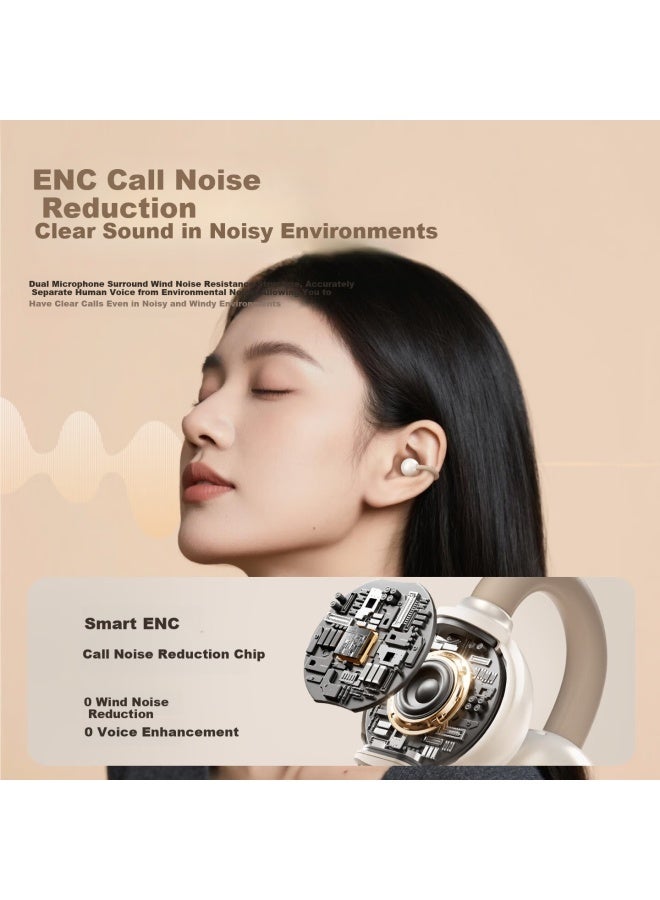 Newmine Ly63 Bluetooth Earphone Clip-On Bone Conduction Concept Open-Style Wireless Sports Running Gaming Music Call Noise Reduction Suitable For Apple Huawei Xiaomi White - Image 3