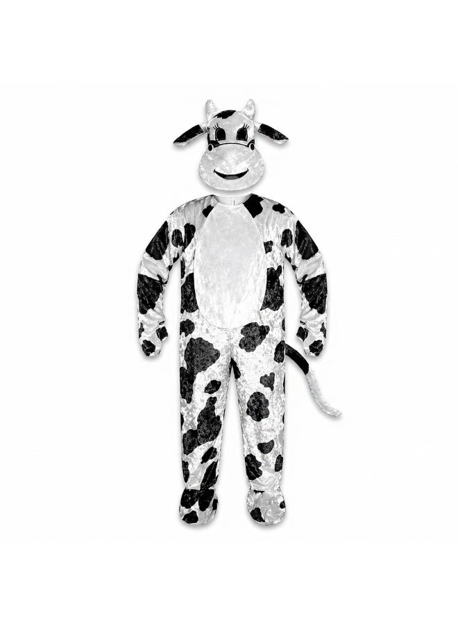 Kids Cow Costume Jumpsuit - White & Black Animal Onesie - Sizes 2 to 14 Years - Image 2
