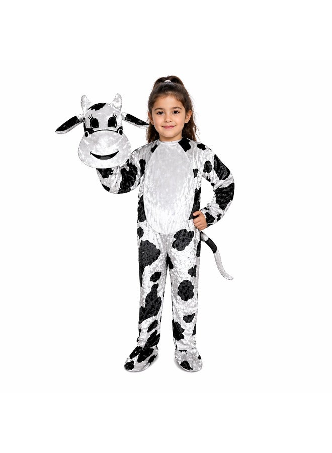 Kids Cow Costume Jumpsuit - White & Black Animal Onesie - Sizes 2 to 14 Years - Image 4