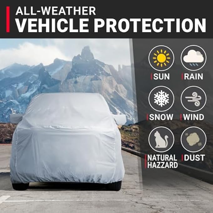 rayihni Premium Truck Cover for 2004-2024 GMC Sierra 1500 Crew Cab, 5.8 ft. Short Bed Waterproof All Weather Rain Snow UV Sun Hail Protector, Full Exterior Indoor Outdoor Truck Cover - Image 3