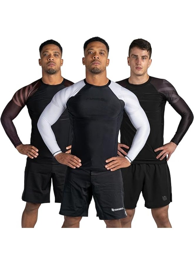 Sanabul  Essential Long Sleeve Compression Shirts For Men | Mma Bjj Athletic Compression Shirt | Men Cross Training Rashguard (Large, White) - Image 1