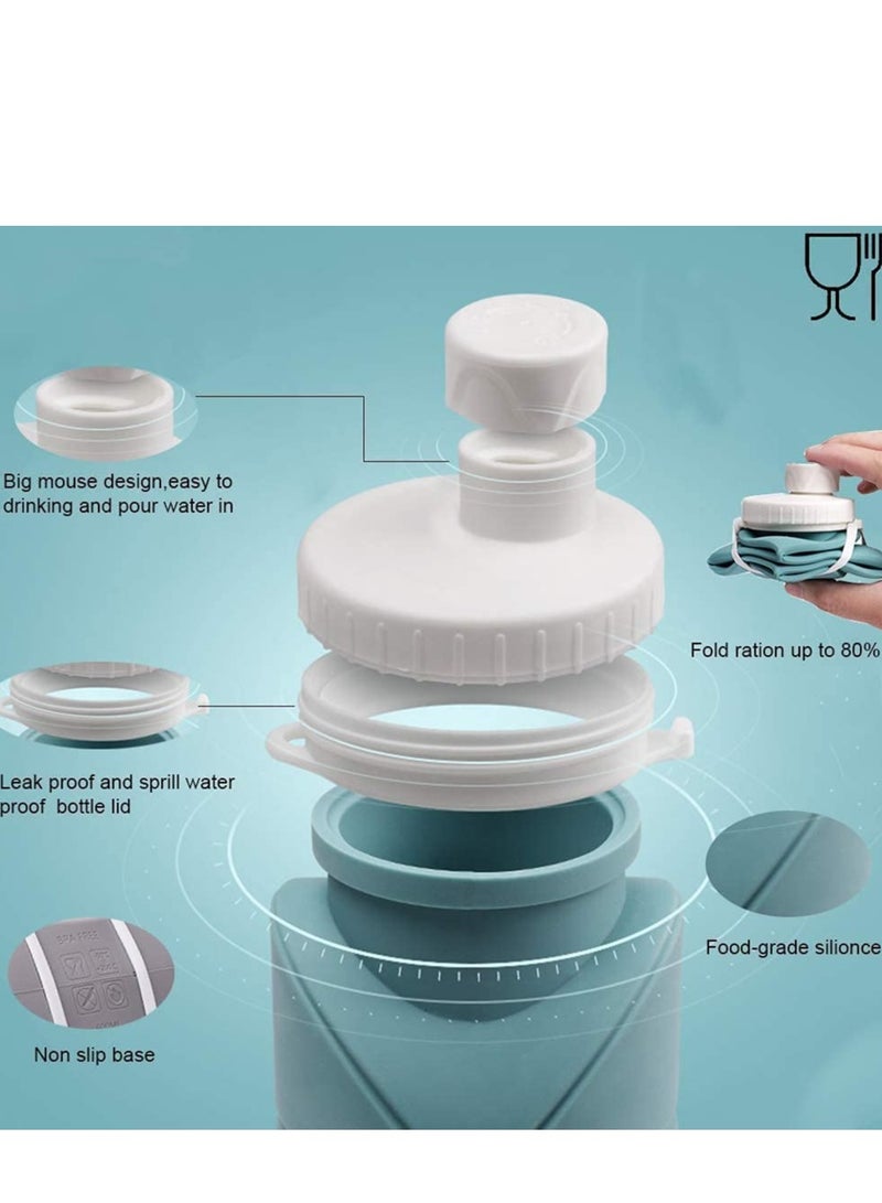 SYOSI زجاجات ماء قابلة للطي 2 عبوة خالية من BPA سيليكون مقاومة للتسرب قابلة لإعادة الاستخدام زجاجة ماء سفر خفيفة الوزن مقاومة للماء للرياضية والعمل والتخييم - Image 2