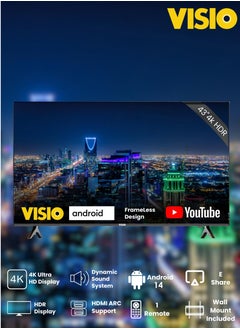 فيسيو تلفزيون ذكي ٤٣ بوصة بدقة ٤K، يعمل بنظام أندرويد ١٤ | تصميم بدون إطار | ٣ منافذ HDMI ومنفذا USB | معالج رباعي النواة  - Image 5