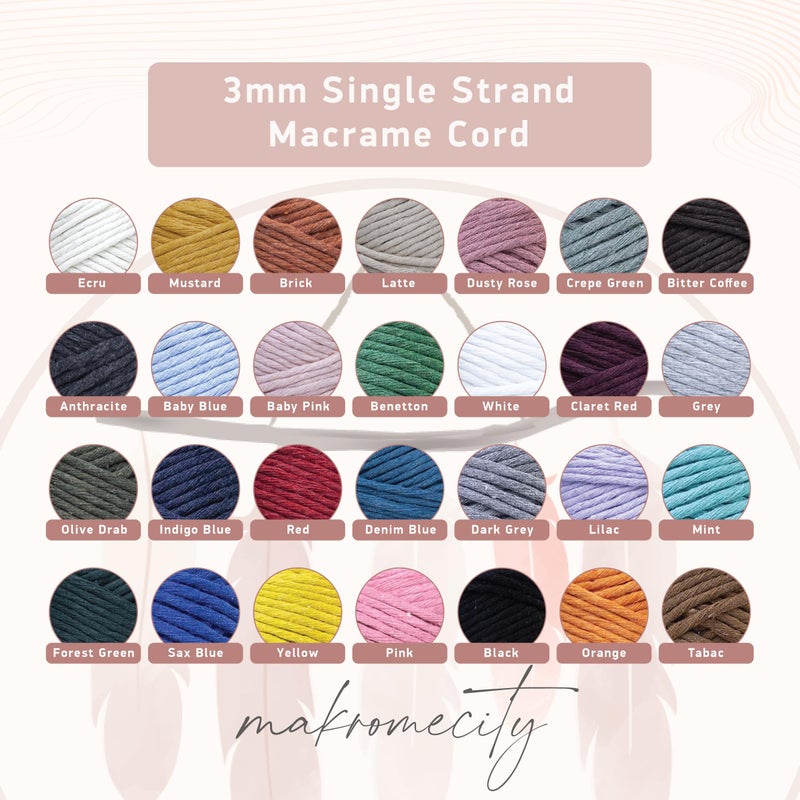 Makromecity  Single Strand Macrame Cord 3 Mm X 100 Yards (300 Feet) 3Mm Single Strand Natural Cotton Cord For Macrame Art & Crafts For Wall Hangings Recycled Cotton Cord Yarn Diy (Ecru  1 Skein) - Image 3