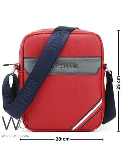 Tommy Hilfiger Plus Red Leather Tommy Hilfiger Crossbody Messenger Bag For Men  - Image 3
