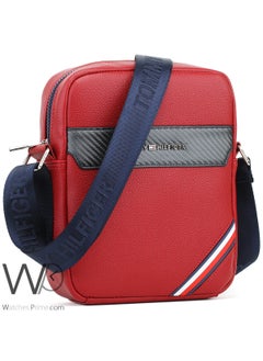 Tommy Hilfiger Plus Red Leather Tommy Hilfiger Crossbody Messenger Bag For Men  - Image 4