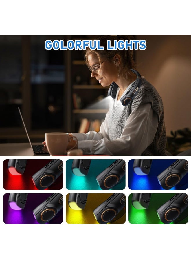 مروحة رقبة محمولة، مروحة قابلة للارتداء بدون شفرات 5 سرعات مع شاشة LED، قابلة لإعادة الشحن عبر USB، أسود - Image 4