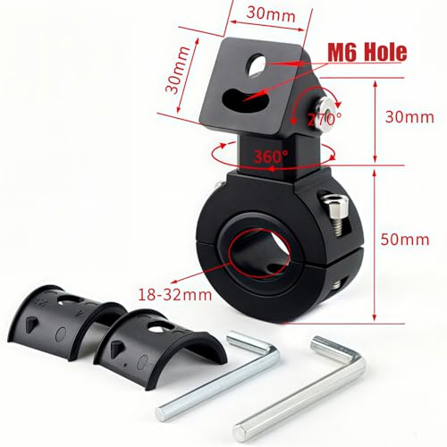 HQTS Motorcycle Spotlight Bracket, Light Bar Mounts for Driving Fog Lights, 360 Degree Adjustment Tube Clamp Mounting Bracket Fit 0.7"-1.25" ATV UTV Roll Bar (2 Pcs) - Image 4